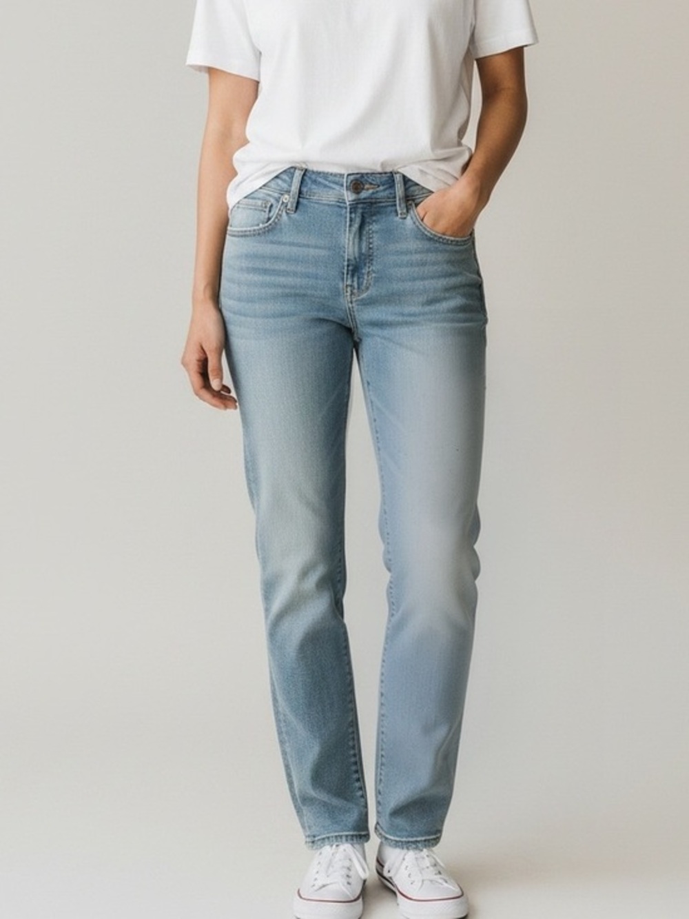 Seven7 Women's Light Grey Straight Leg Jeans